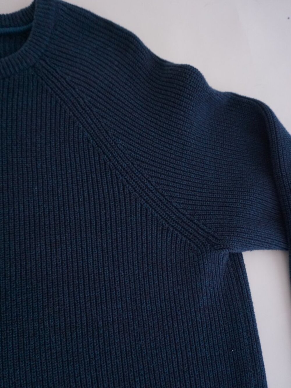 Denver Hayes Navy Rib Knit Minimalist Crewneck Pullover Sweater Cotton Blend L - Picture 9 of 9